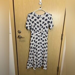 Boden Ruth Midi Ivory Primrose Floral Polka Dot Short Sleeve Dress